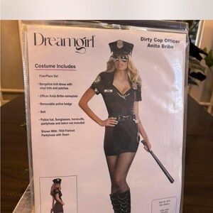 NEW Dreamgirl Dirty Cop Officer Costume - Black and Silver
